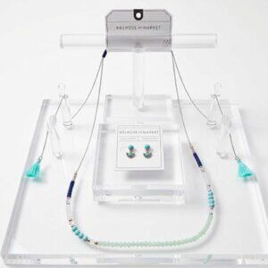 Nordstrom Bead Fringe Infinity bead Necklace Turquoise Earrings Set of 2 NWT 58